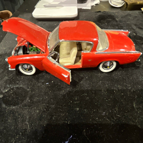 Red vintage diecast model car - red,